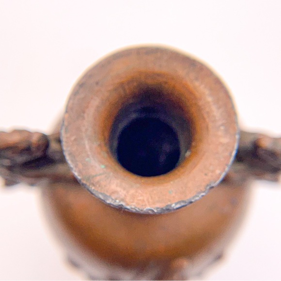 Antique Japanese Bronze Meiji Era Floral Vase/Urn with Dragon Handles Bud Vase - Picture 12 of 13